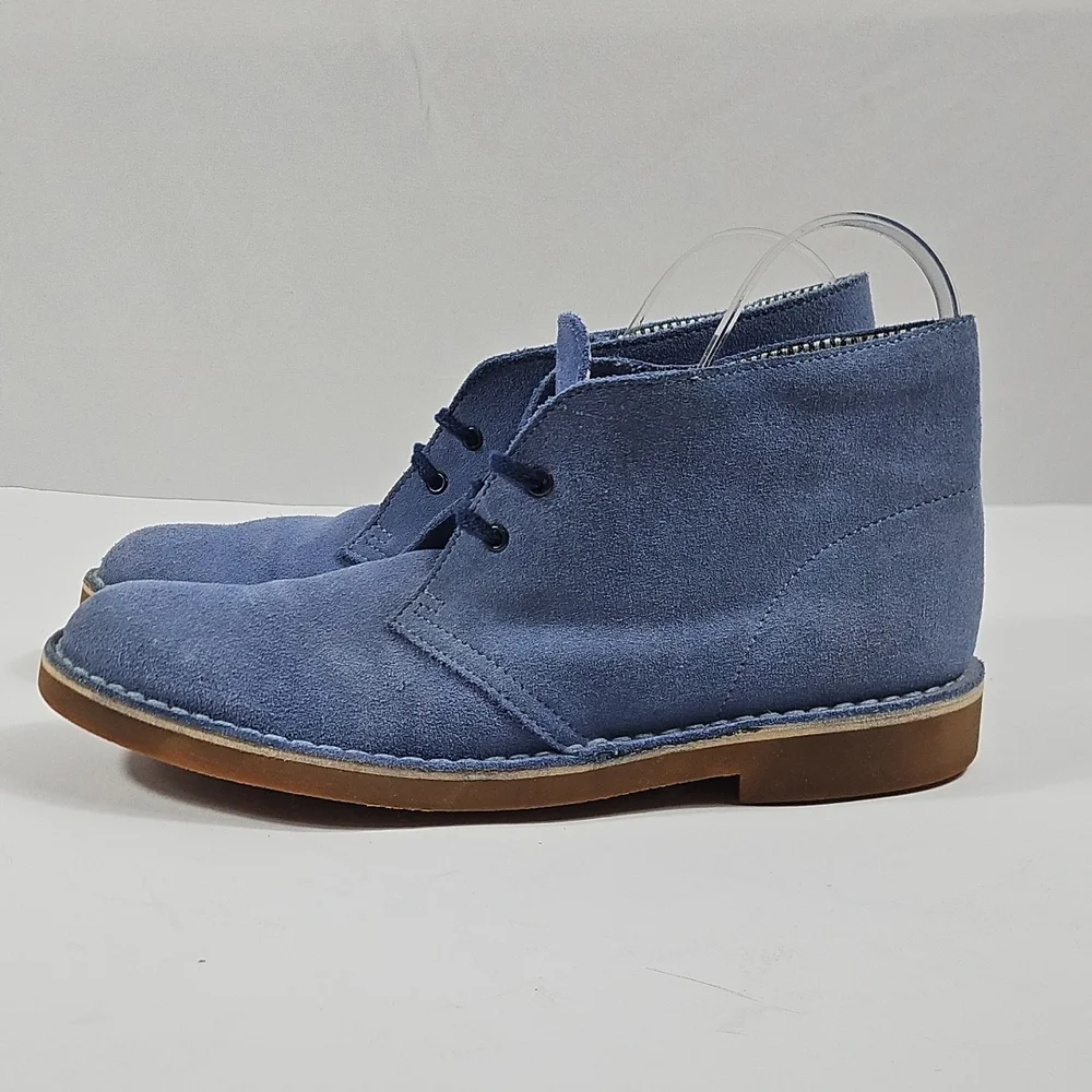 Clarks Bushacre 2 Dusty Blue Suede Leather Lace Up Desert Chukka Ankle Boot